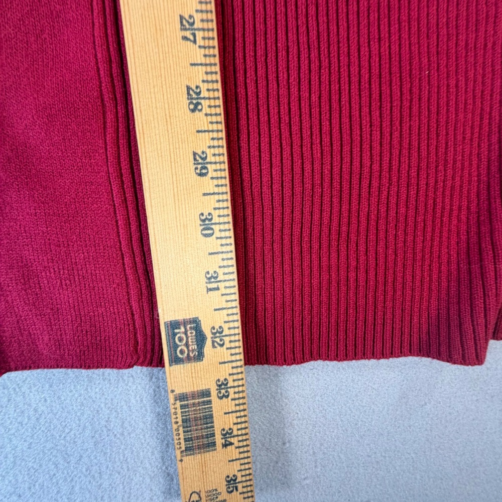 Blair Ribbed Cardigan Sweater Women Large Red Longline Open Front Knit Preppy L - Picture 6 of 9